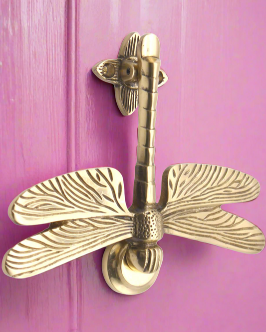 Brass dragonfly door adornment