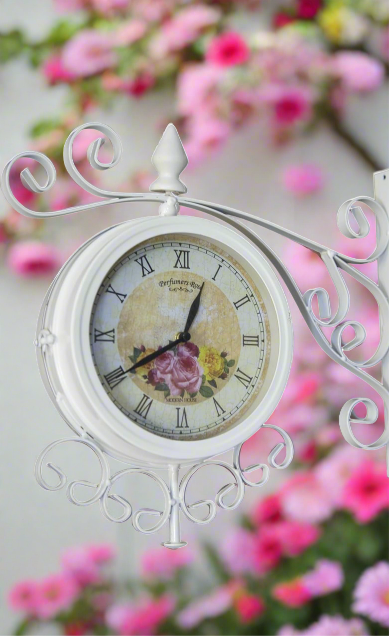 Vintage cream double sided clock