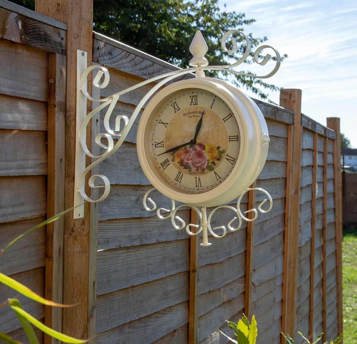 Vintage cream double sided clock