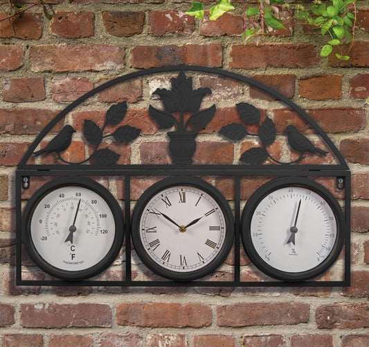 Garden Wall Clock and Weather Station